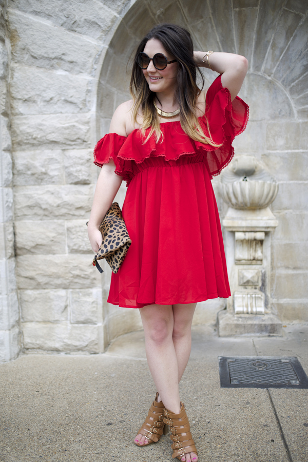 Red Off Shoulder Dress 4