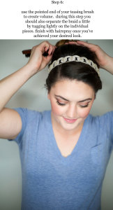 Quick and easy last minute holiday hair tutorial with side braid, embellished headband, and messy bun