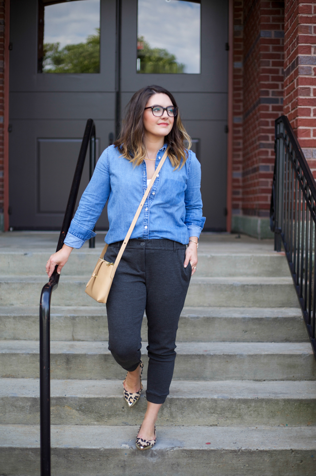 denim shirt with joggers