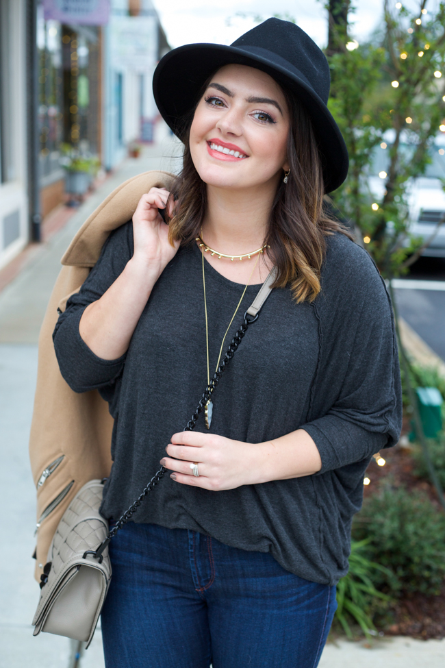 Long Sleeve Tee, Layered Necklaces, and Fedora via @maeamor