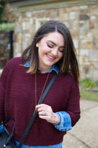 Cropped Sweater, Denim Shirt, and Black Leggings via @maeamor