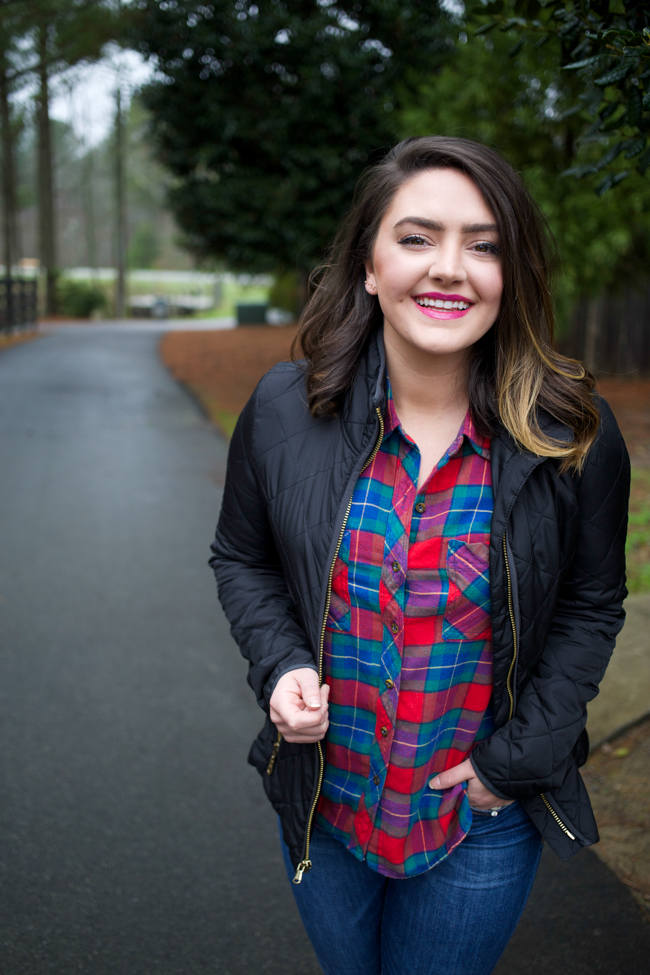 How to wear cowboy boots via @maeamor with Invisible Heels, plaid tartan shirt, quilted jacket