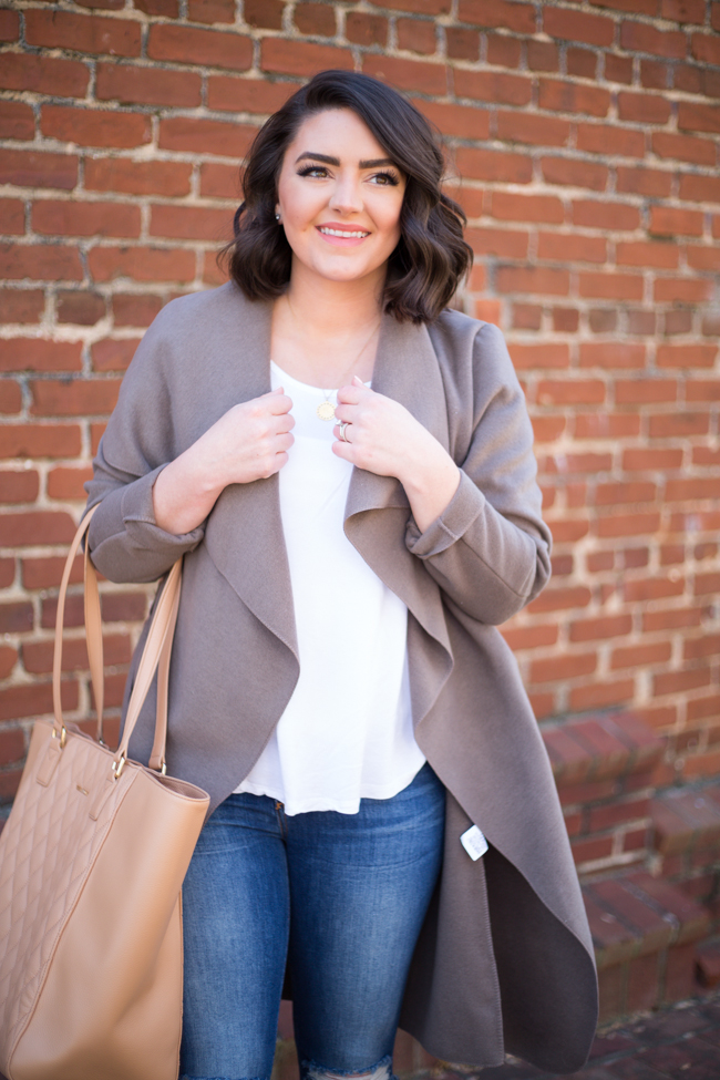 Wrap Coat- What to Wear on Chilly Spring Day - via @maeamor
