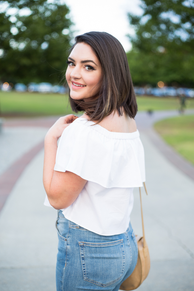 White Off Shoulder Top with Summer Accessories from @topshop - via @maeamor