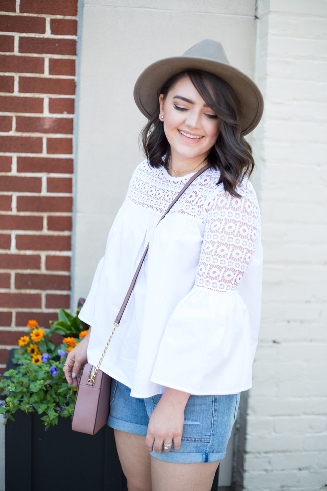 White Boho Blouse with Crochet and Bell Sleeves via @maeamor
