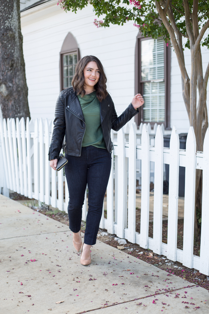Office to Night Out look with Banana Republic Sloan Denim Pants Via @maeamor