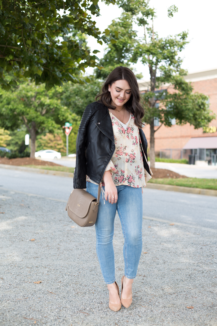 Floral Leather Jacket, Fall Fashion