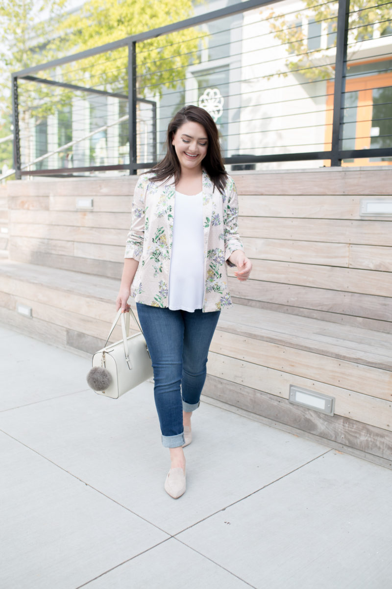 Floral Print Shirt, Best Maternity Jeans Ever, Shopbop Sale Finds - via @maeamor